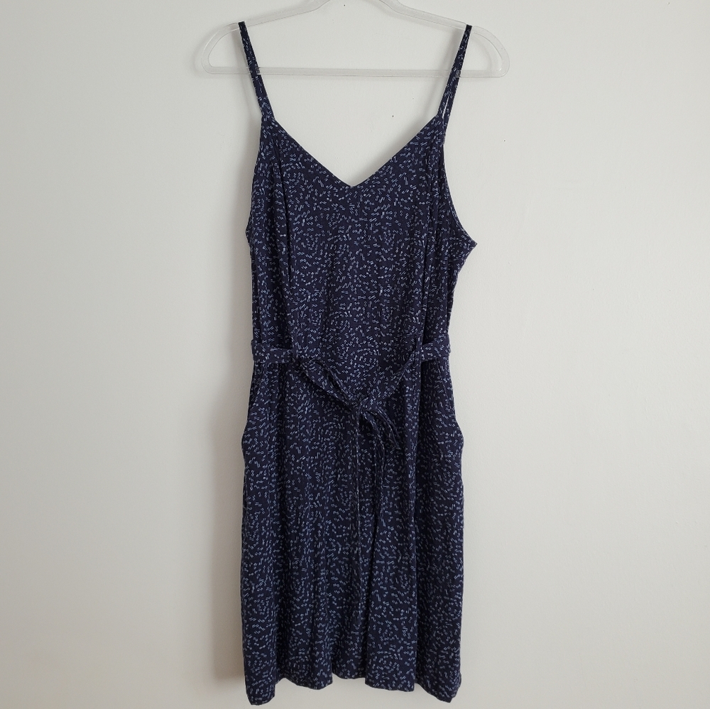 Blue Patterned Linen Blend Dress Size XL